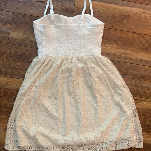 AMERICAN EAGLE Sweetheart Neck Beige Lace Trim Mini Dress Women's Size XS - Picture 11 of 16